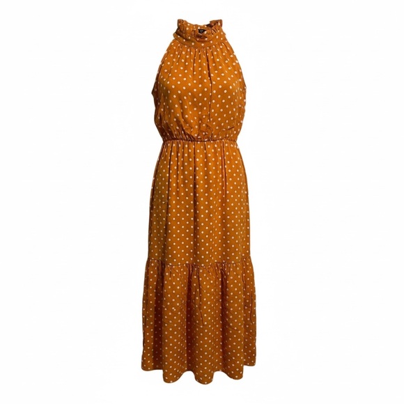 BellanBlue Orange Polka Dot Halter Maxi Dress - Picture 4 of 6